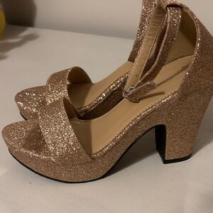 Elegant Glitter Block Heel Sandals